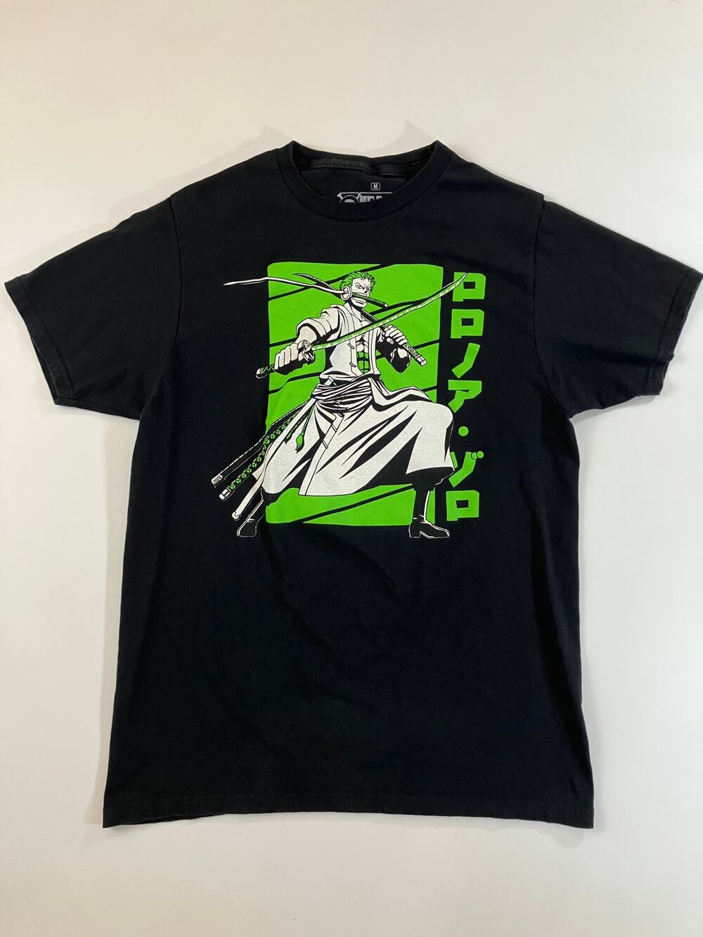 One Piece Zoro T Shirt Men's M Black Green Anime Ripple Junction 100% Cotton